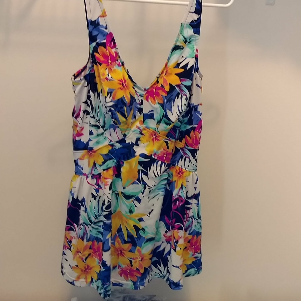 Le Cove Tropical Floral One Piece Swim Dress